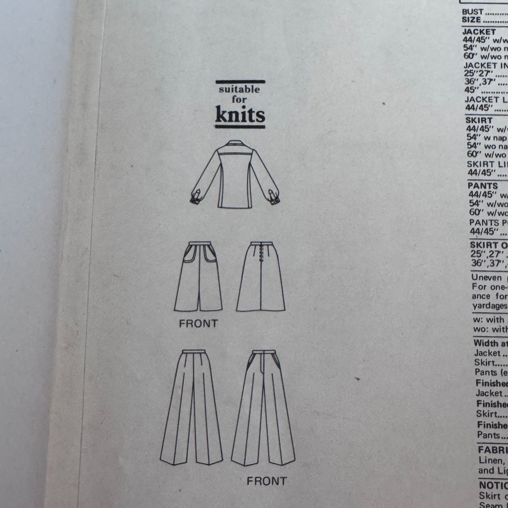 Vogue Sewing Pattern 1283 Paris Original Jean Patou Work Suit Vintage 1970s 14 Uncut