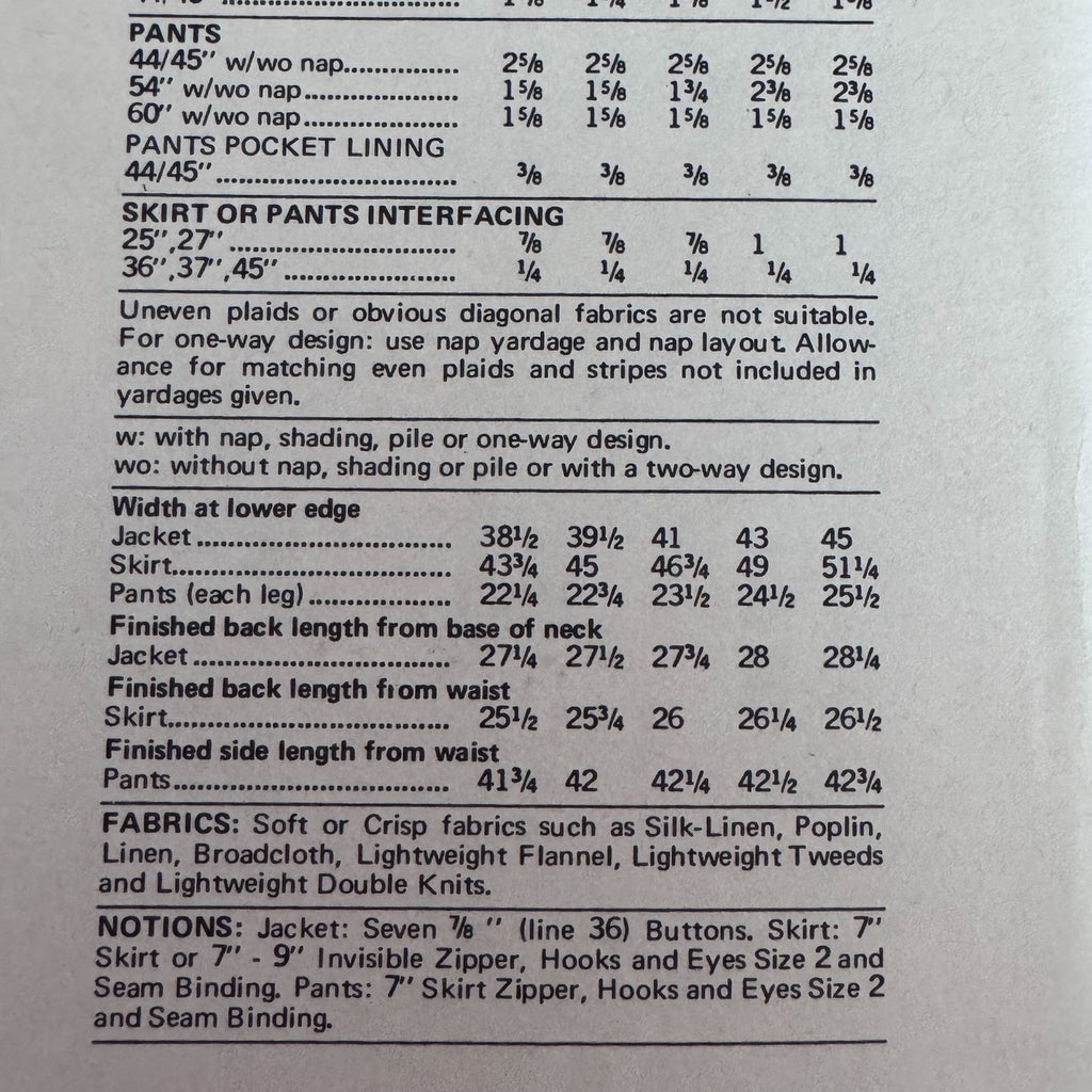 Vogue Sewing Pattern 1283 Paris Original Jean Patou Work Suit Vintage 1970s 14 Uncut