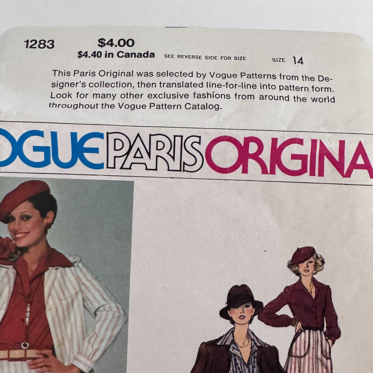 Vogue Sewing Pattern 1283 Paris Original Jean Patou Work Suit Vintage 1970s 14 Uncut