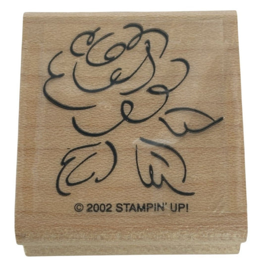 Stampin Up Wood Rubber Stamp Rose Outline Garden Watercolor Flower Card Making