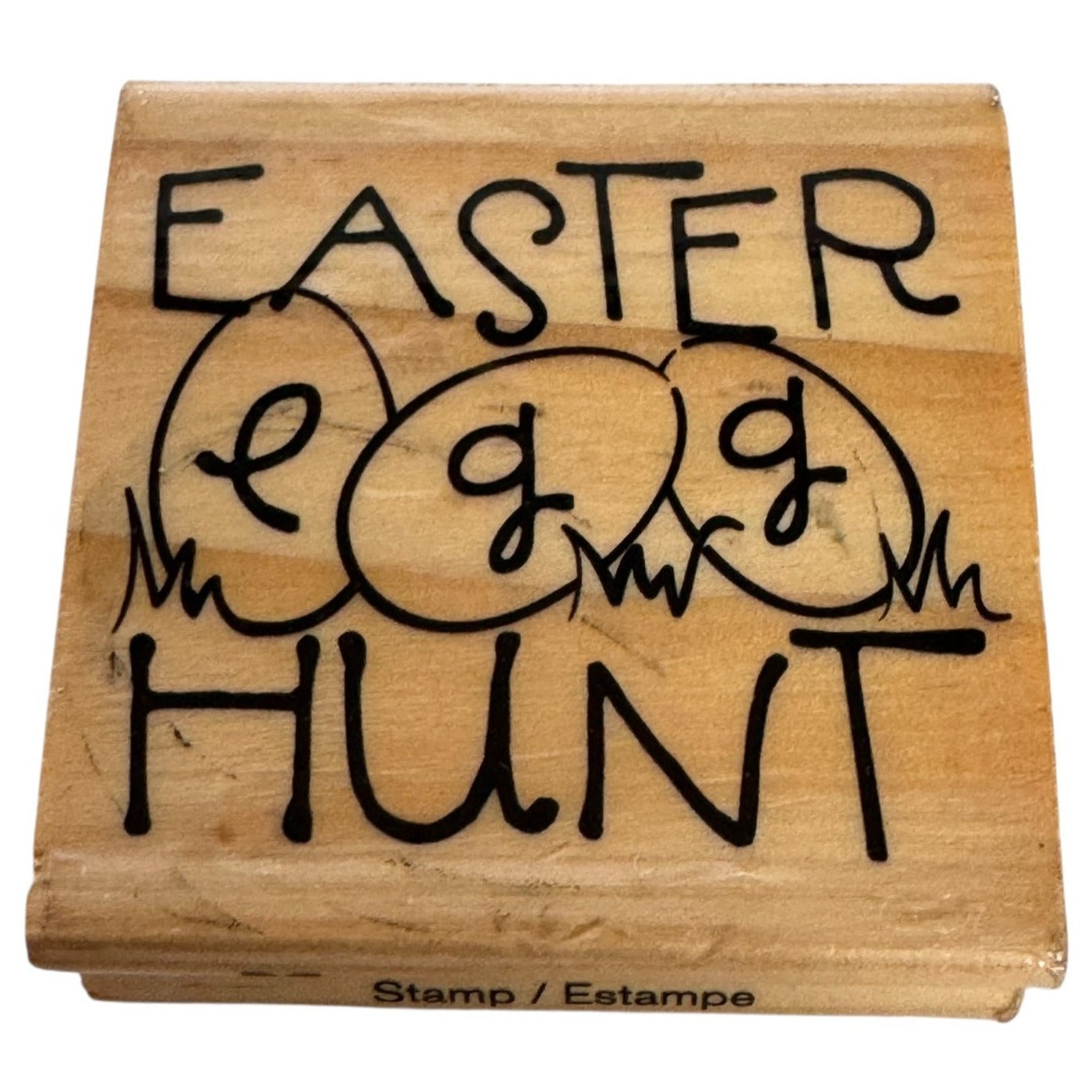 Craft Smart Wood Rubber Stamp Easter Egg Hunt Invitation Kid Card Making Spring