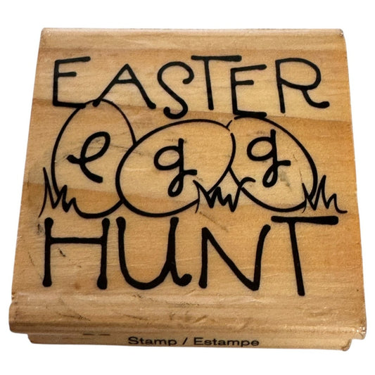 Craft Smart Wood Rubber Stamp Easter Egg Hunt Invitation Kid Card Making Spring