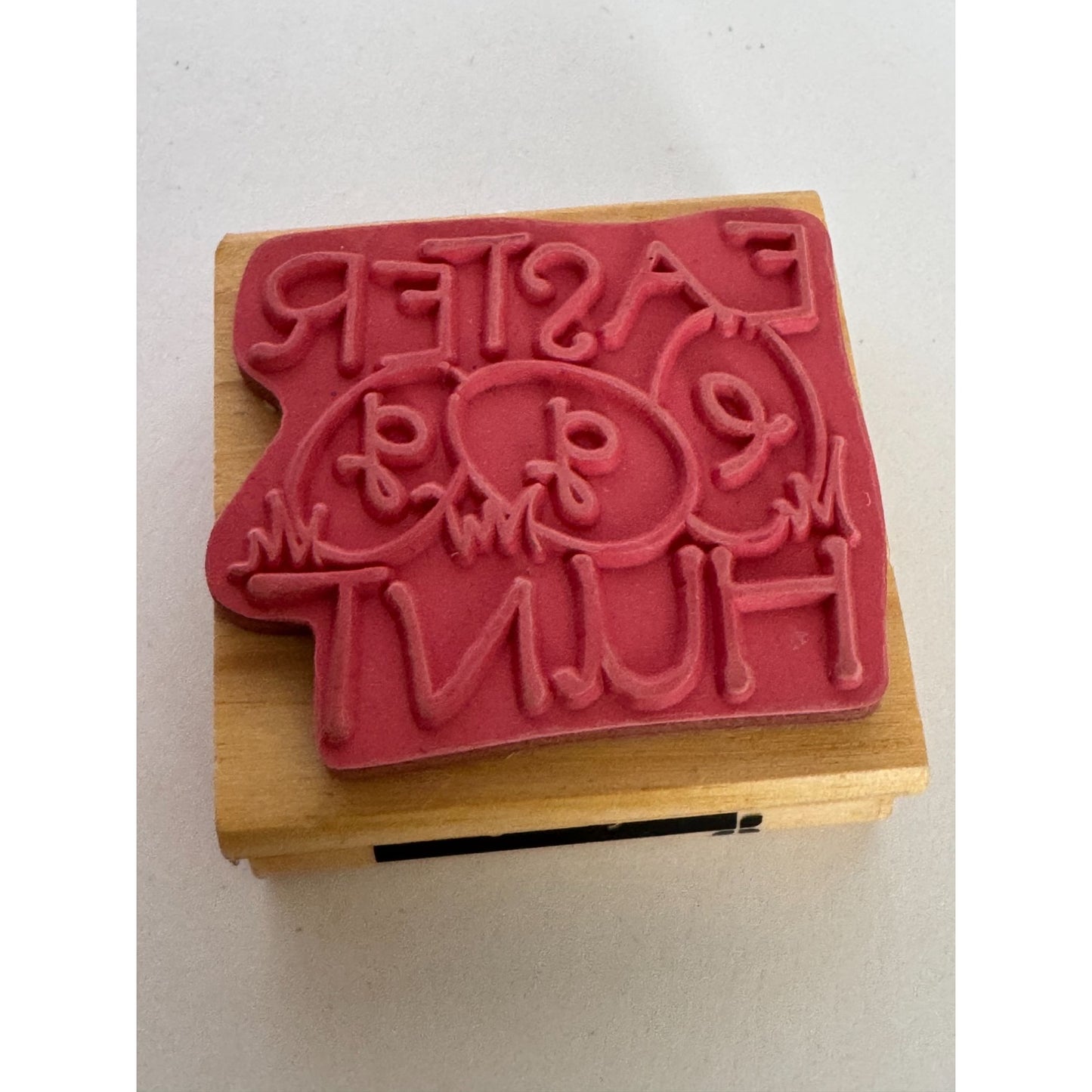 Craft Smart Wood Rubber Stamp Easter Egg Hunt Invitation Kid Card Making Spring