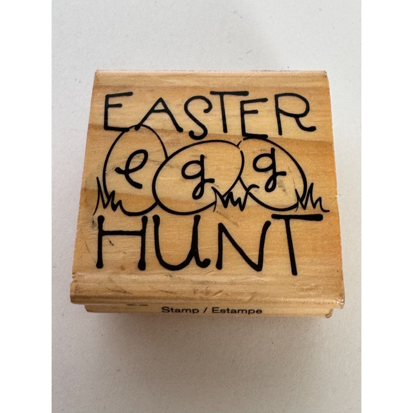 Craft Smart Wood Rubber Stamp Easter Egg Hunt Invitation Kid Card Making Spring