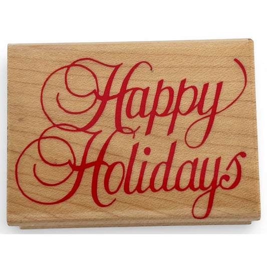 Hero Arts Rubber Stamp Happy Holidays Christmas Cardmaking Fancy Script Greeting