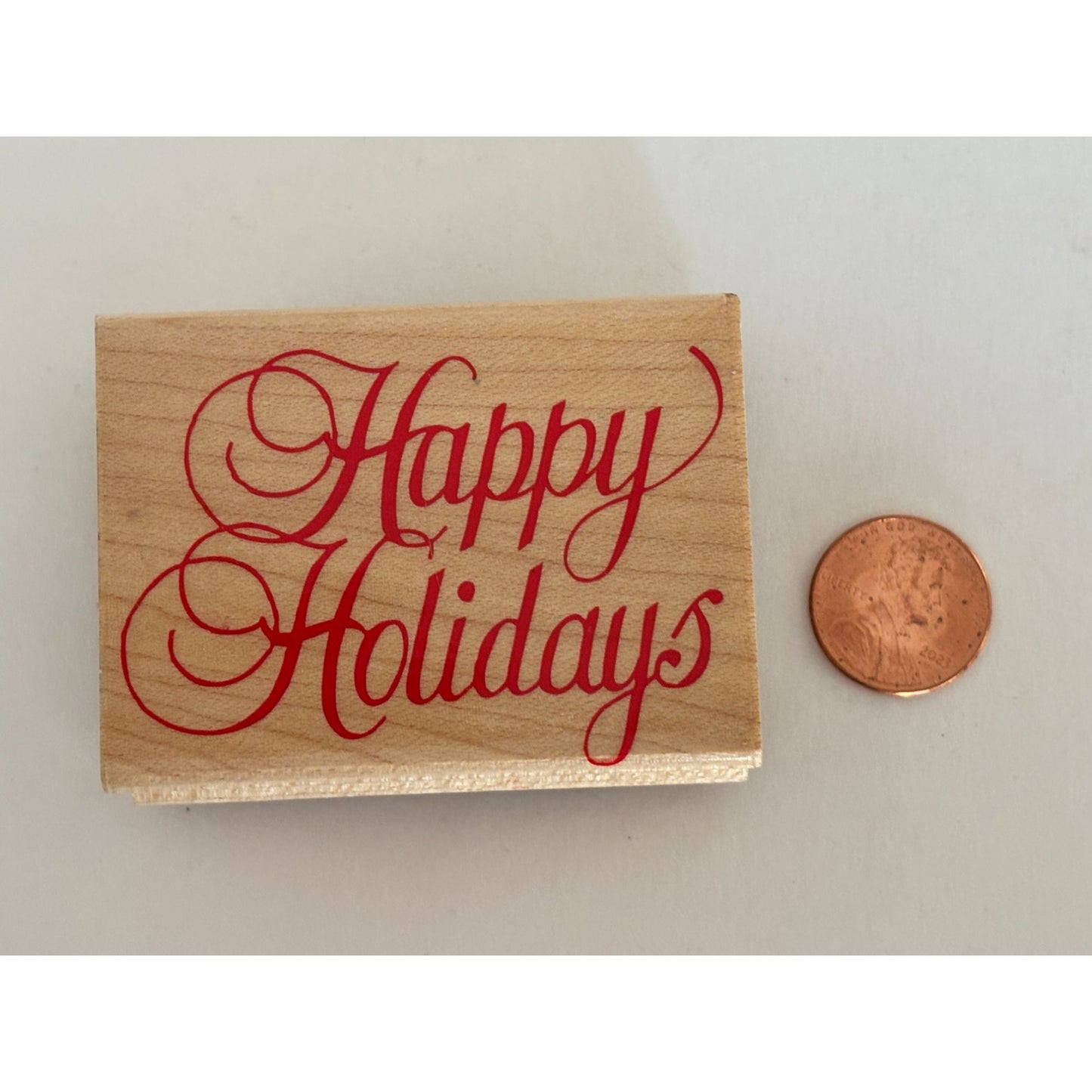Hero Arts Rubber Stamp Happy Holidays Christmas Cardmaking Fancy Script Greeting