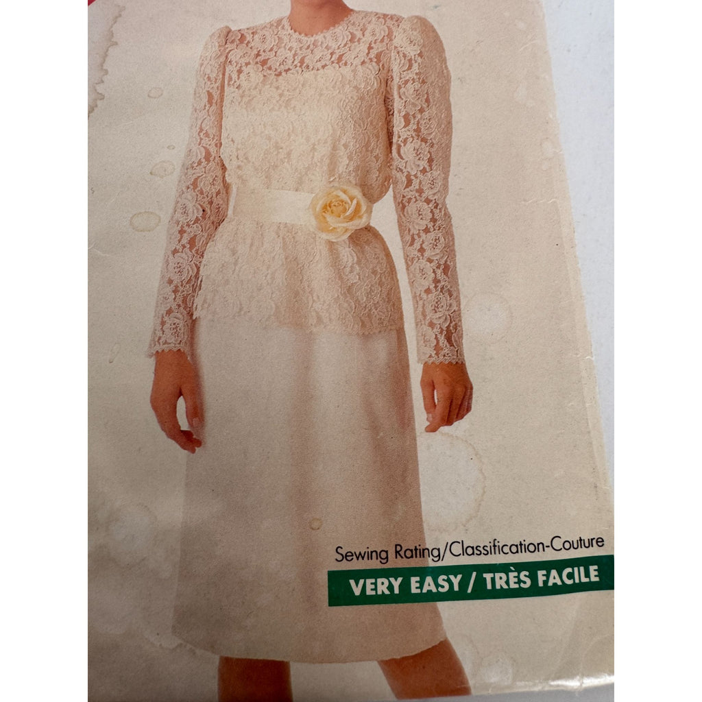 Butterick Sewing Pattern 3052 Semi Formal Dress Top Easy 1980s UC 16 18 20 22 24