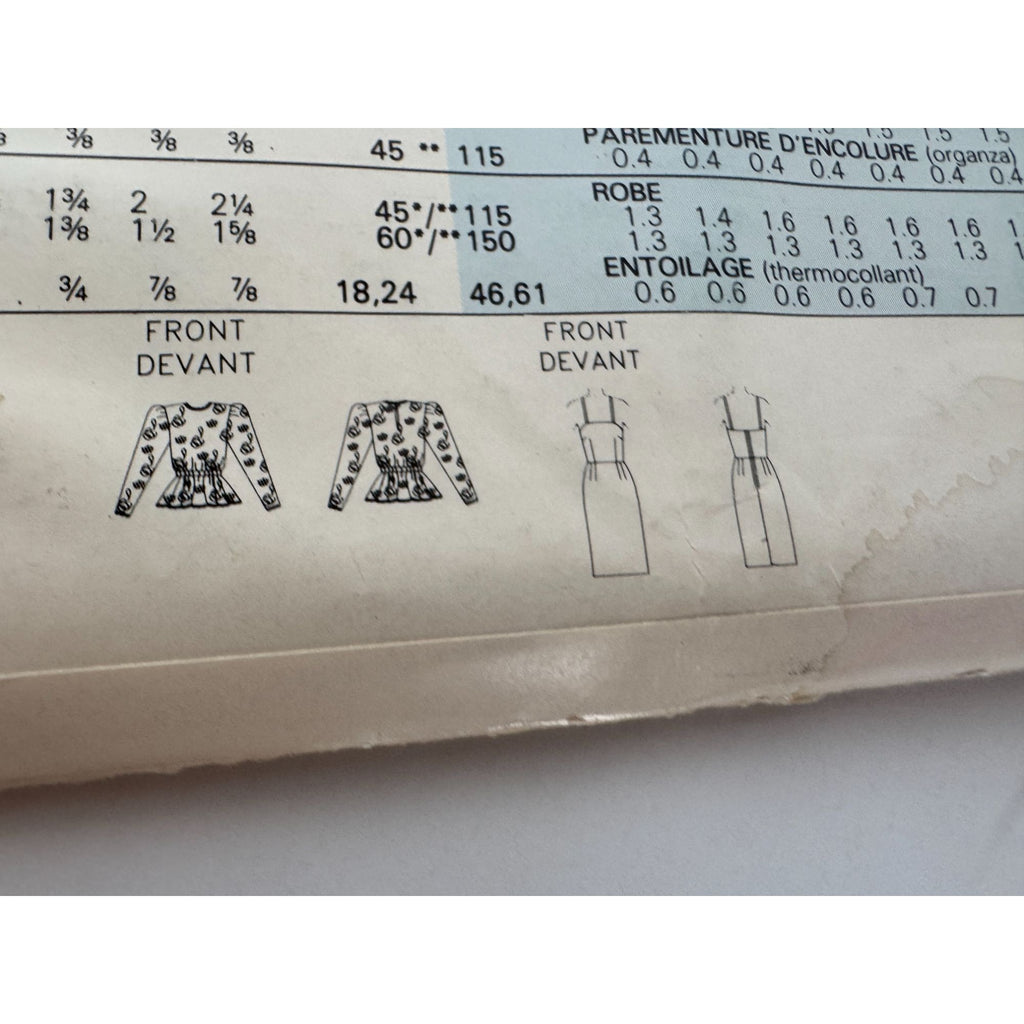 Butterick Sewing Pattern 3052 Semi Formal Dress Top Easy 1980s UC 16 18 20 22 24
