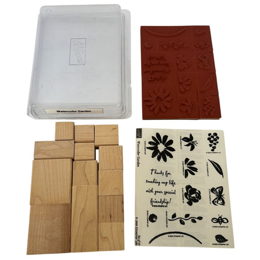 Stampin Up Rubber Stamp Watercolor Garden Flowers Leaf Garden Bumble Bee Set 13