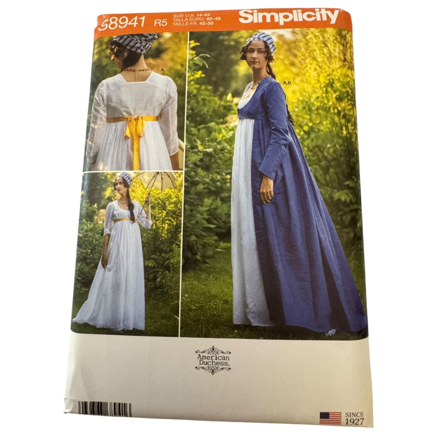 Simplicity Sewing Pattern S8941 American Duchess Regency Dress Sizes 14-22 Uncut