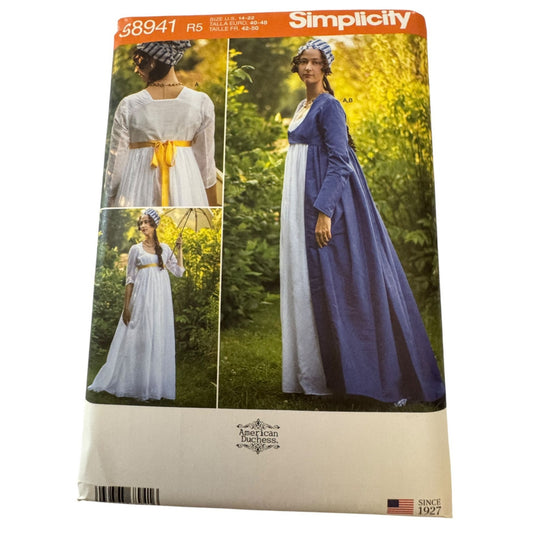 Simplicity Sewing Pattern S8941 American Duchess Regency Dress Sizes 14-22 Uncut