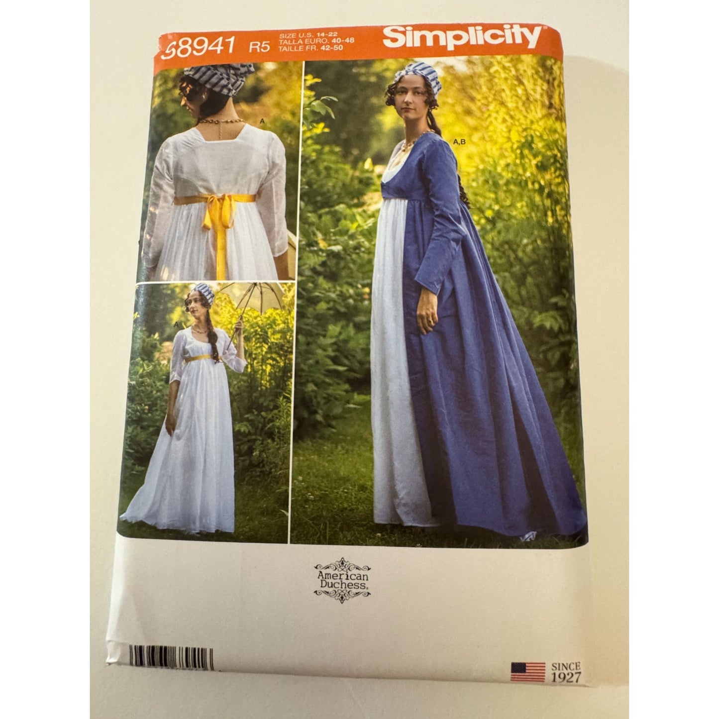 Simplicity Sewing Pattern S8941 American Duchess Regency Dress Sizes 14-22 Uncut