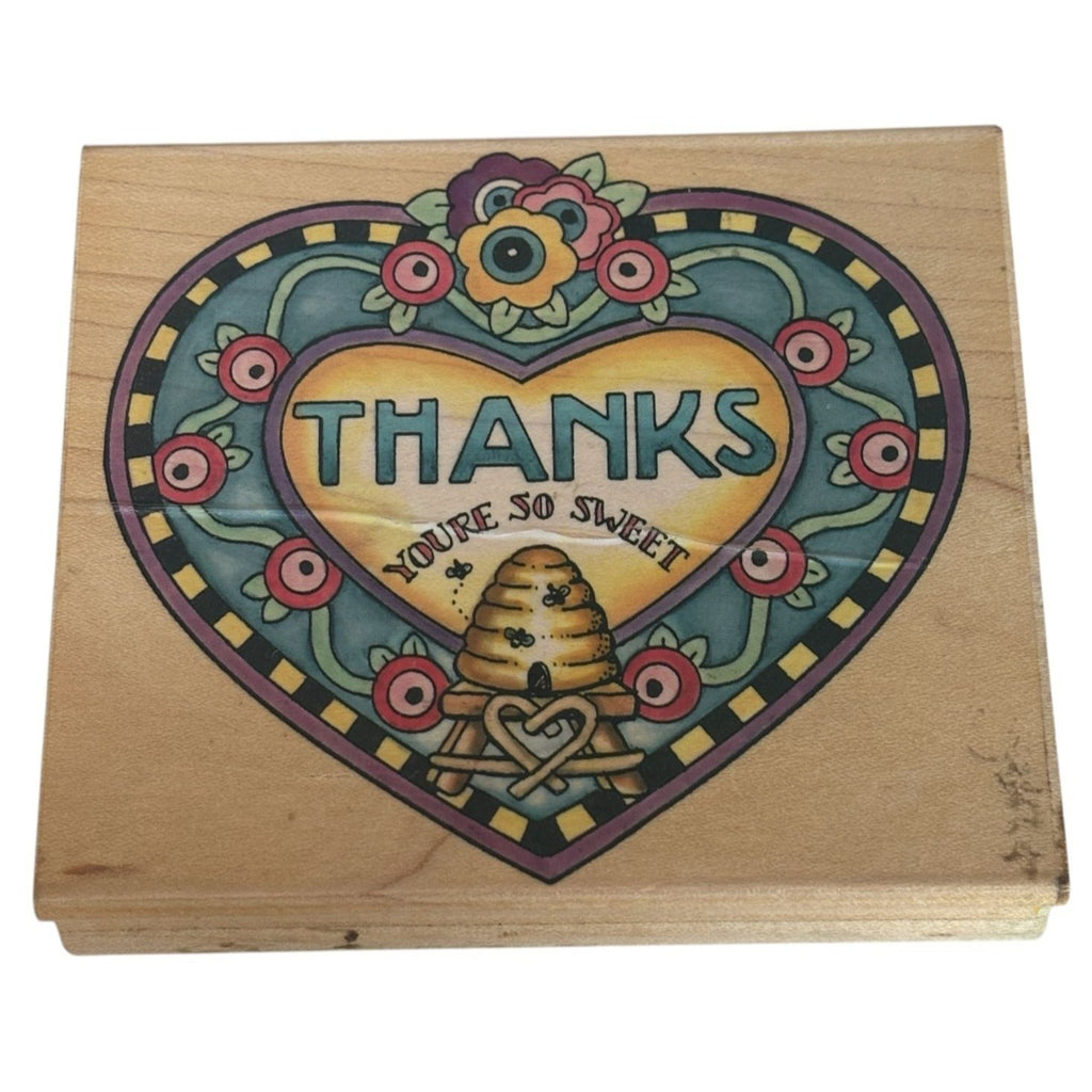 Penny Black Rubber Stamp Bee Hive Heart Thanks You are So Sweet Thank You Words