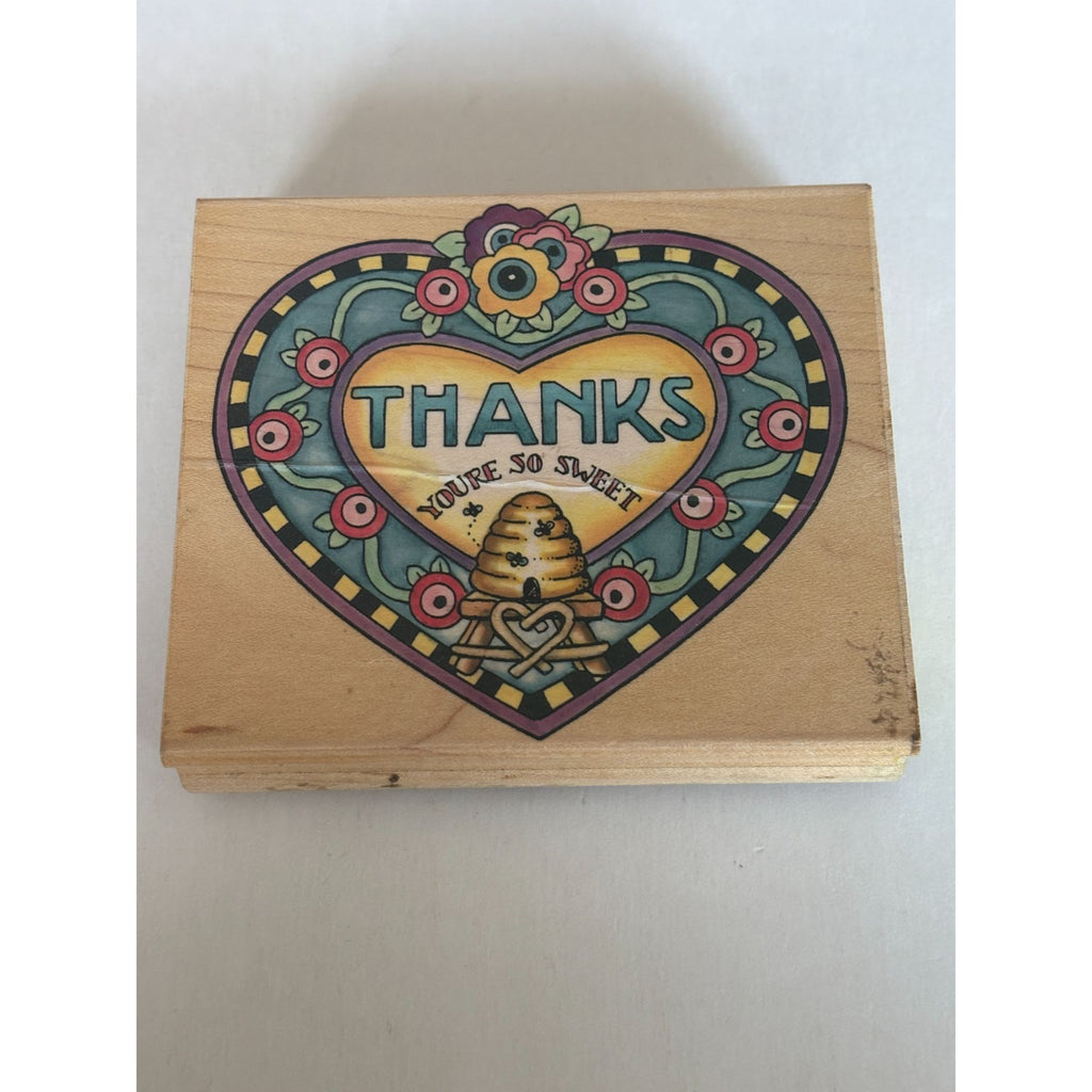 Penny Black Rubber Stamp Bee Hive Heart Thanks You are So Sweet Thank You Words