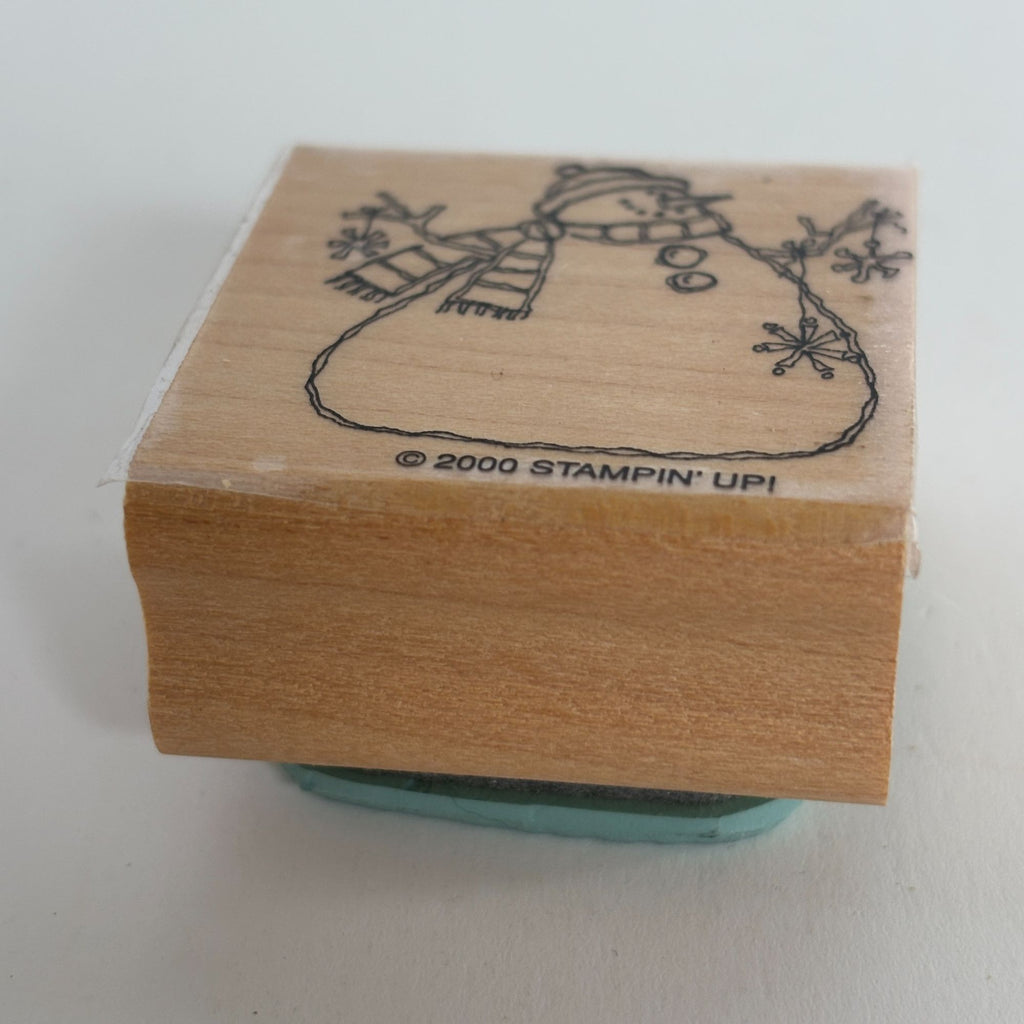 Stampin Up Rubber Stamp Snowman Holding Snowflake Ornaments Whimsical Winter Art