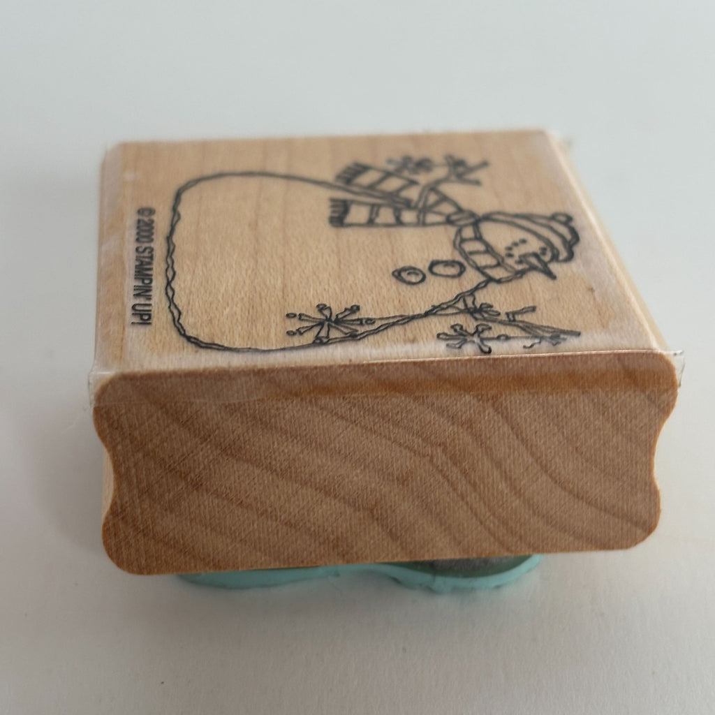 Stampin Up Rubber Stamp Snowman Holding Snowflake Ornaments Whimsical Winter Art