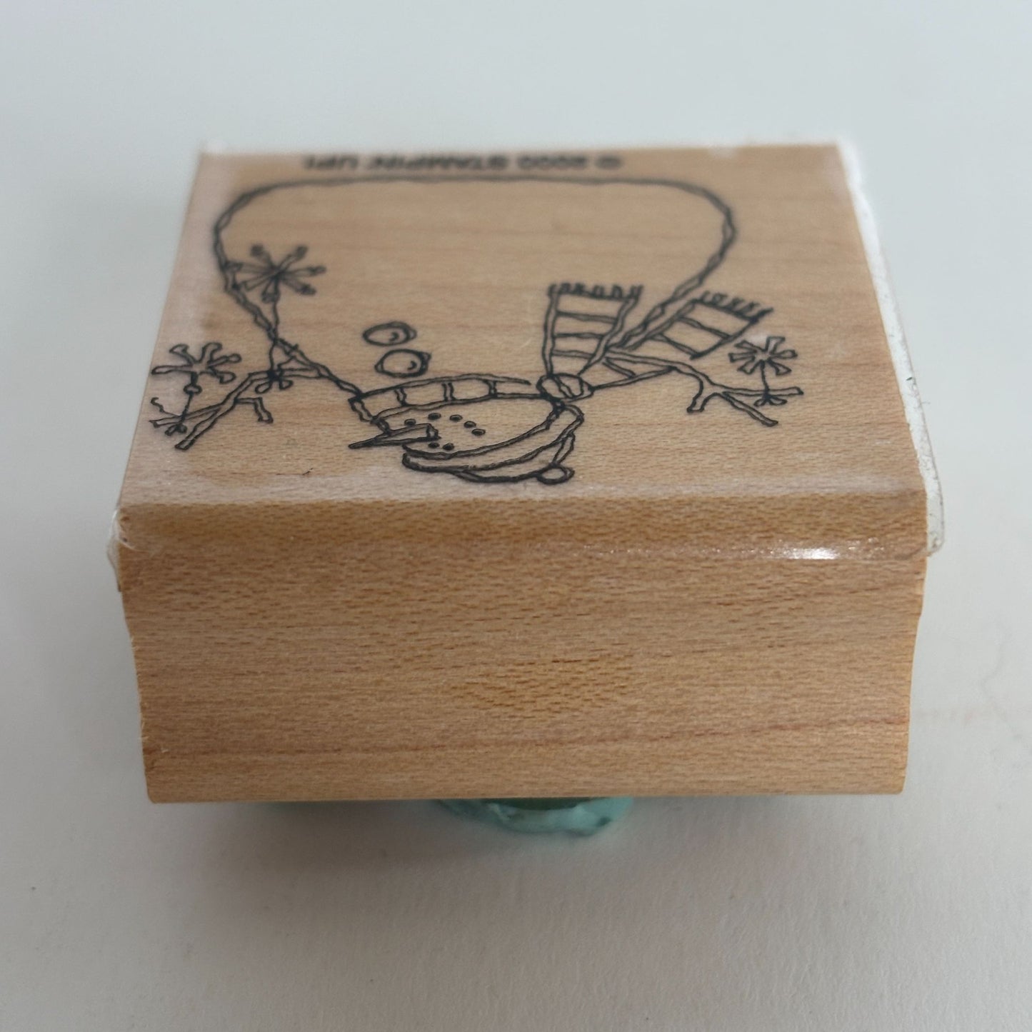 Stampin Up Rubber Stamp Snowman Holding Snowflake Ornaments Whimsical Winter Art