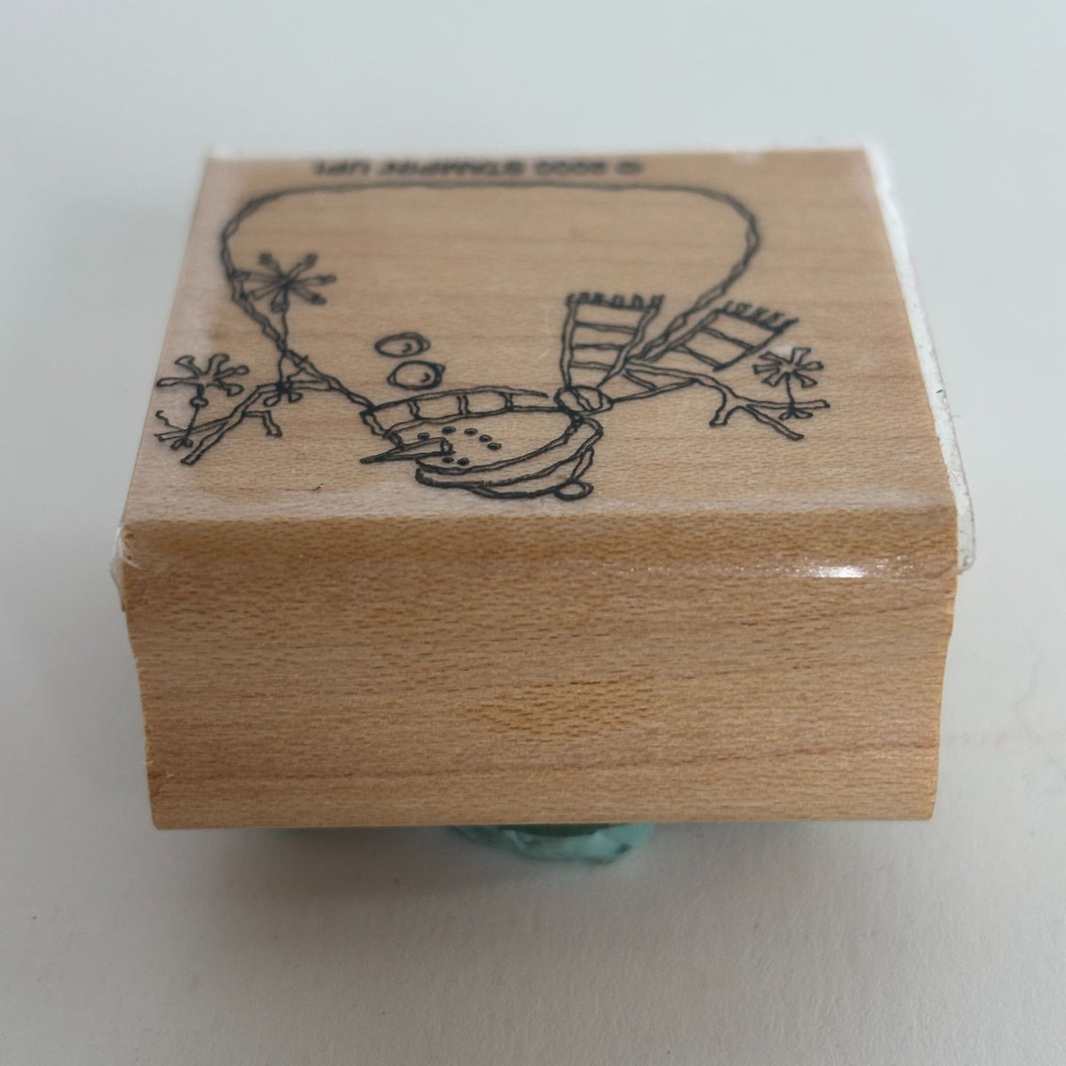 Stampin Up Rubber Stamp Snowman Holding Snowflake Ornaments Whimsical Winter Art