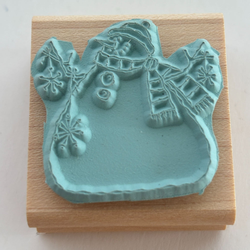 Stampin Up Rubber Stamp Snowman Holding Snowflake Ornaments Whimsical Winter Art