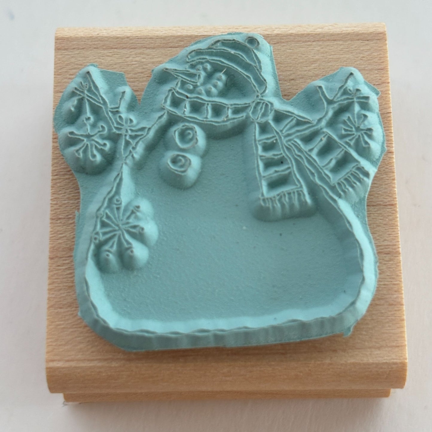 Stampin Up Rubber Stamp Snowman Holding Snowflake Ornaments Whimsical Winter Art