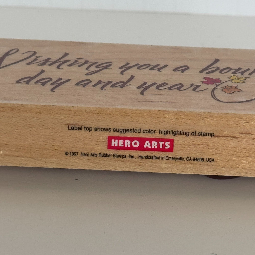 Hero Arts Rubber Stamp Wishing You A Bountiful Day Year Cardmaking Thanksgiving Fall Leaves