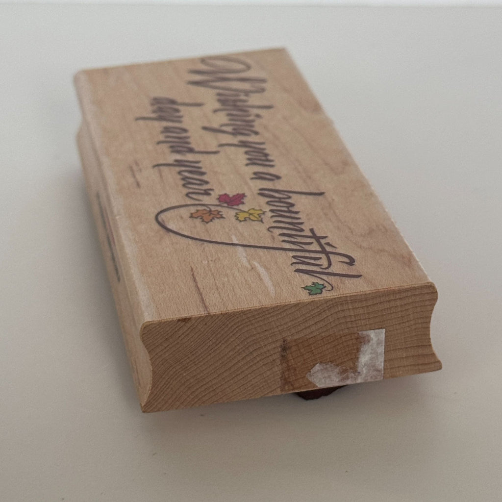 Hero Arts Rubber Stamp Wishing You A Bountiful Day Year Cardmaking Thanksgiving Fall Leaves