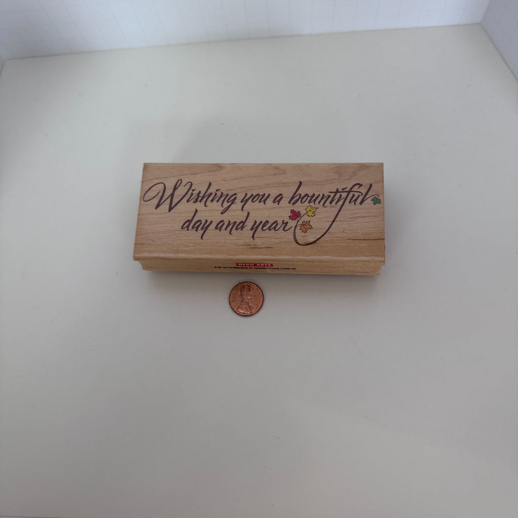 Hero Arts Rubber Stamp Wishing You A Bountiful Day Year Cardmaking Thanksgiving Fall Leaves