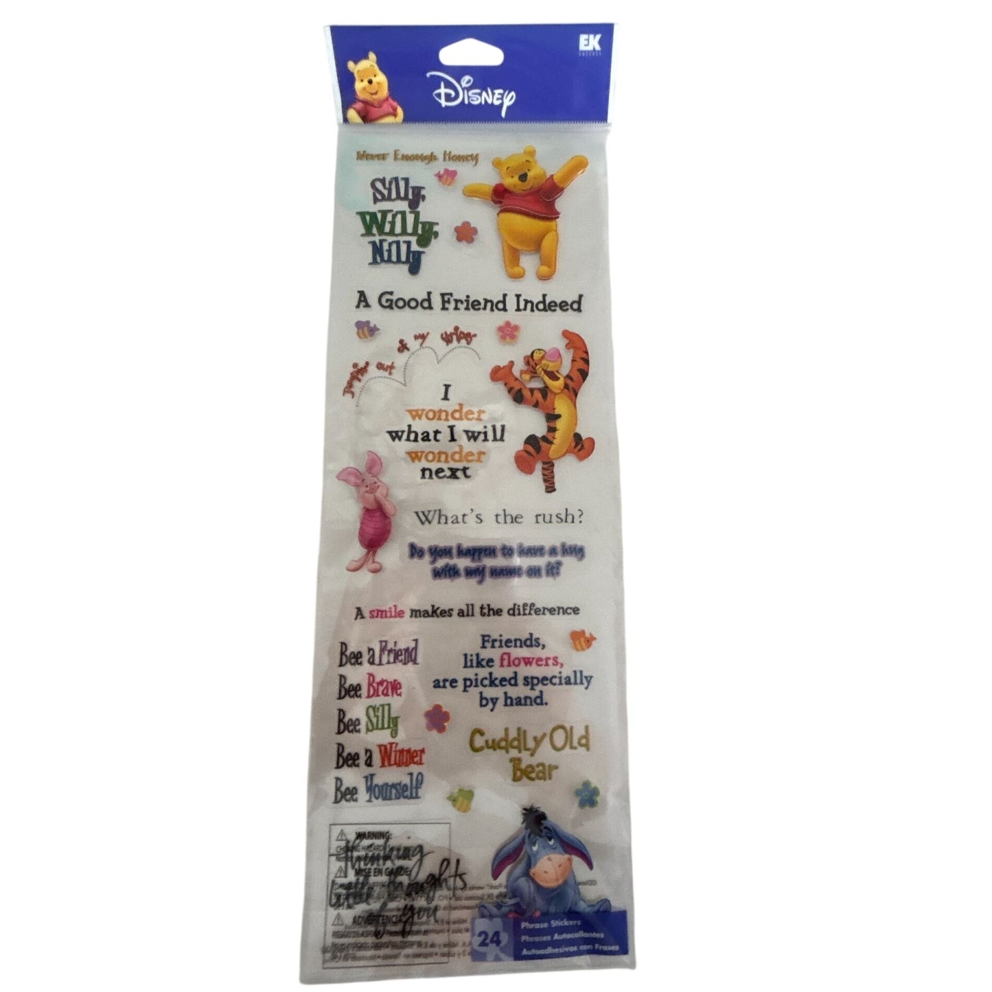 Disney Winnie Pooh Sticker Sheet Quote Eeyore Tigger Piglet Scrapbook Stickers Funny Friendship Bees