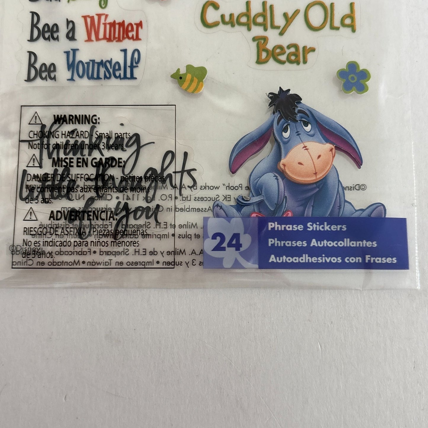 Disney Winnie Pooh Sticker Sheet Quote Eeyore Tigger Piglet Scrapbook Stickers Funny Friendship Bees