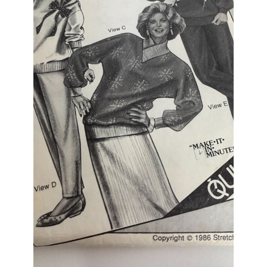 Stretch and Sew Sewing Pattern 5000 Sweats To Go Sweatpants Sweatshirt UC 1980s
