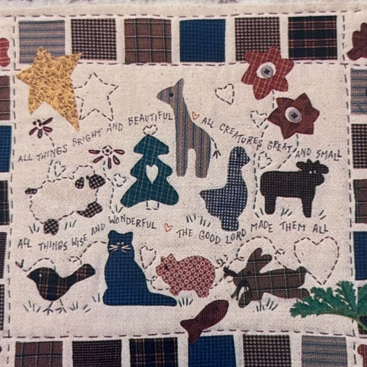 Powder Mill Applique Quilt Pattern Farm Animal All Creatures Great and Small Cat Pig