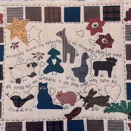 Powder Mill Applique Quilt Pattern Farm Animal All Creatures Great and Small Cat Pig