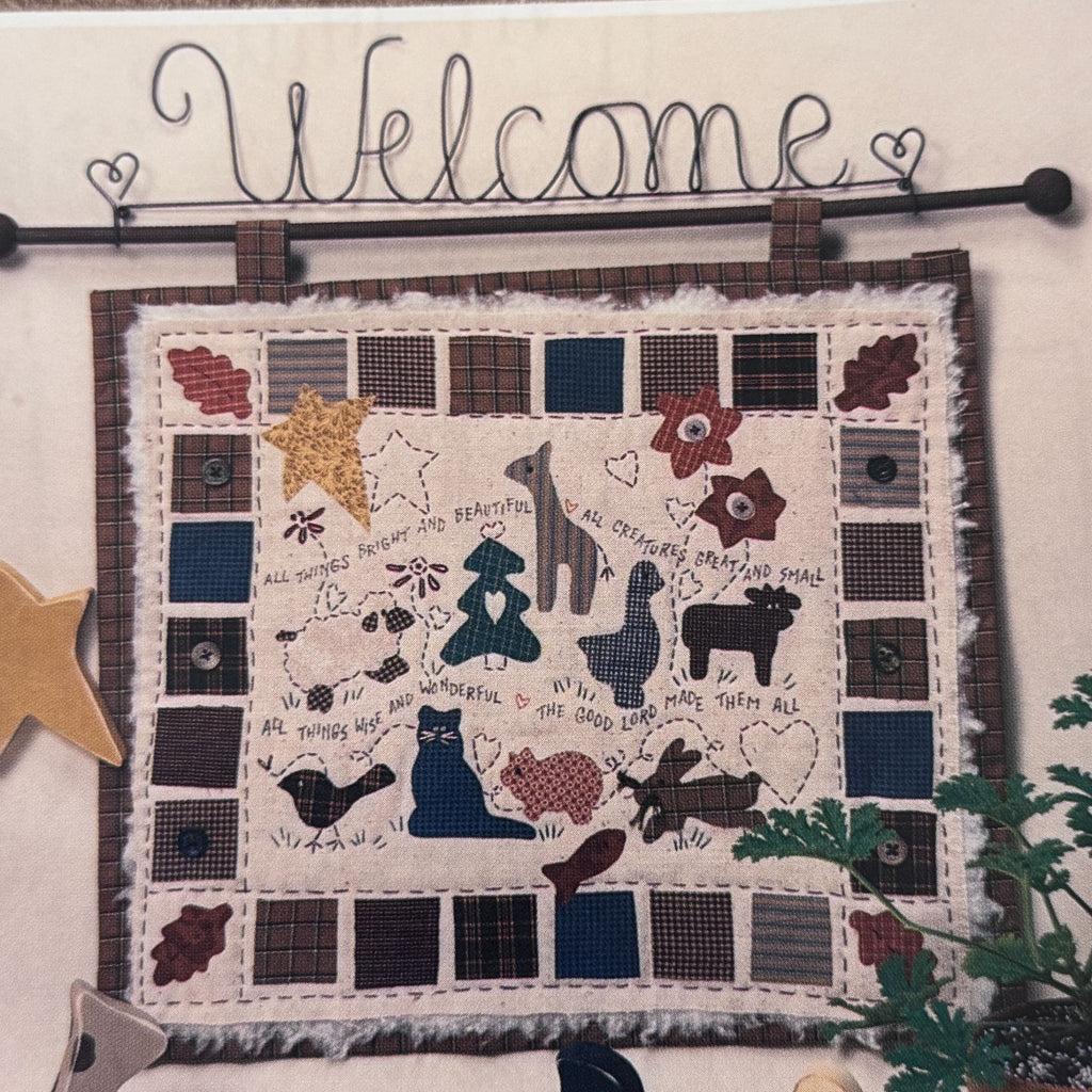 Powder Mill Applique Quilt Pattern Farm Animal All Creatures Great and Small Cat Pig