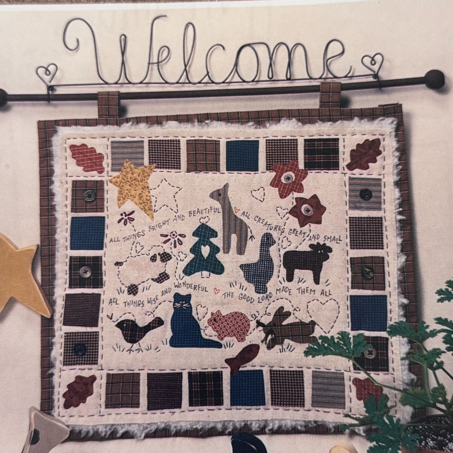 Powder Mill Applique Quilt Pattern Farm Animal All Creatures Great and Small Cat Pig