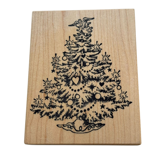PSX Rubber Stamp Christmas Tree Decorated Ornaments Card Making Angel Holidays