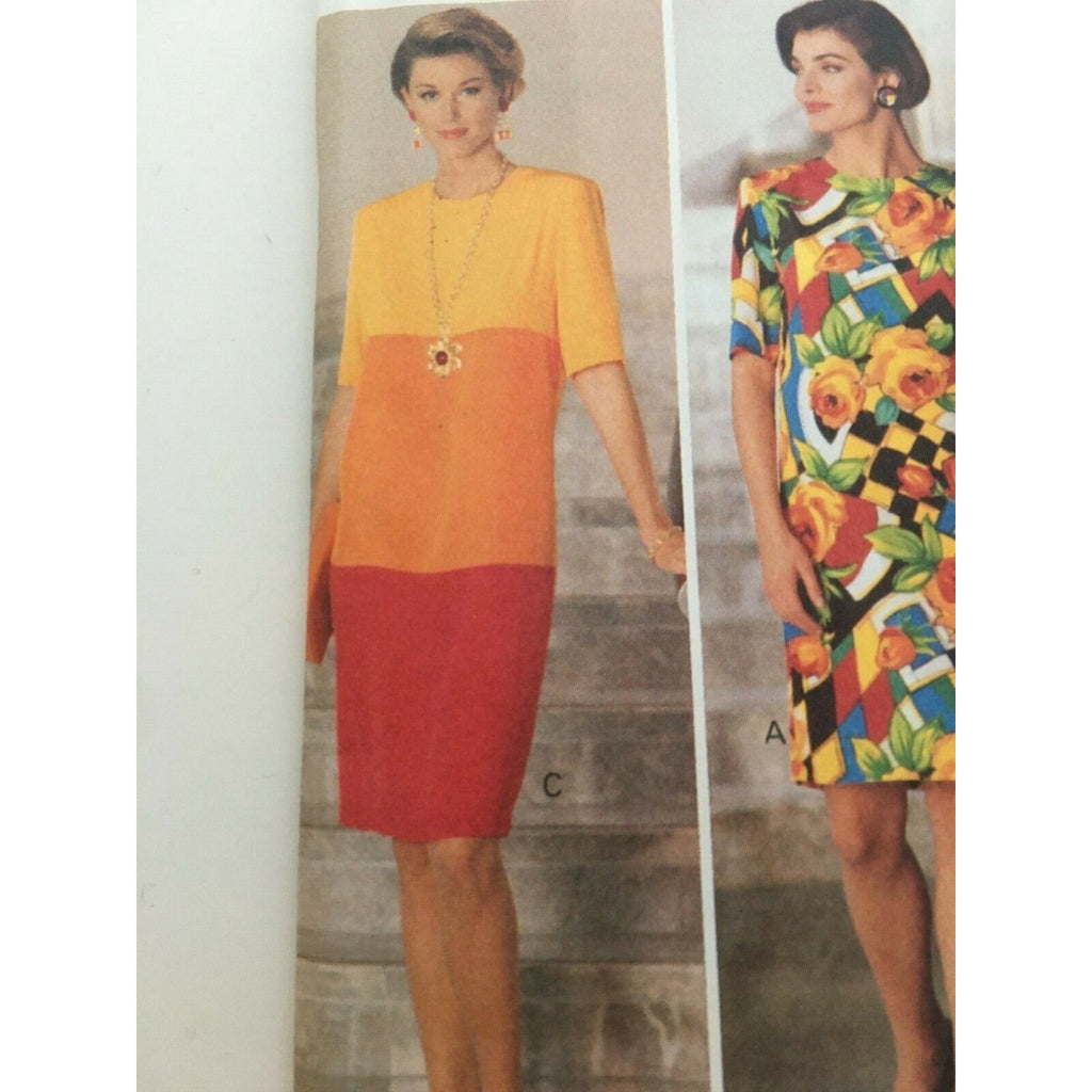 Butterick Sewing Pattern 5980 Sheath Dress Color Block Fast Easy Career 6 8 10