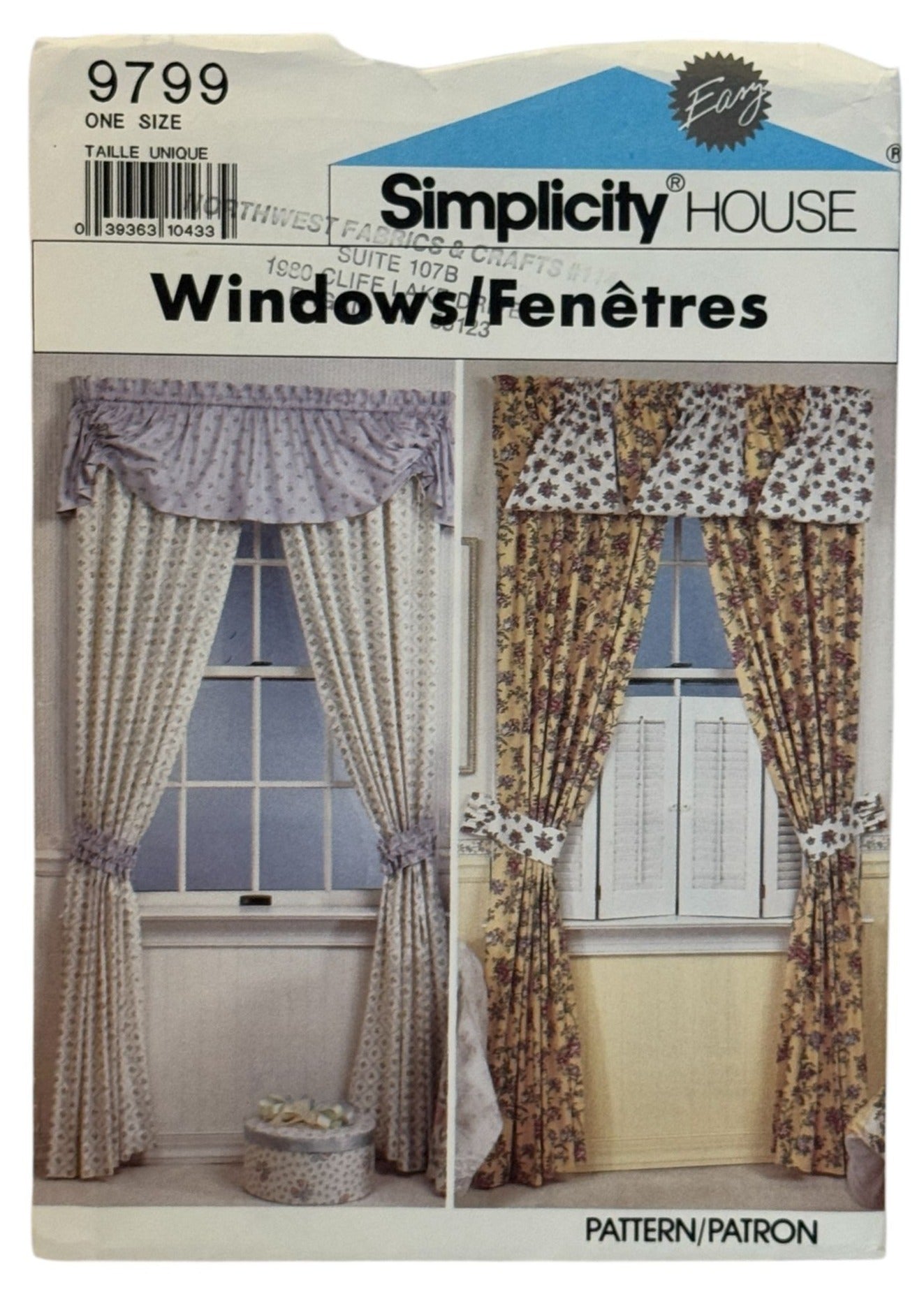 Simplicity Sewing Pattern 9799 Easy House Curtains Window Treatment Swag Valance
