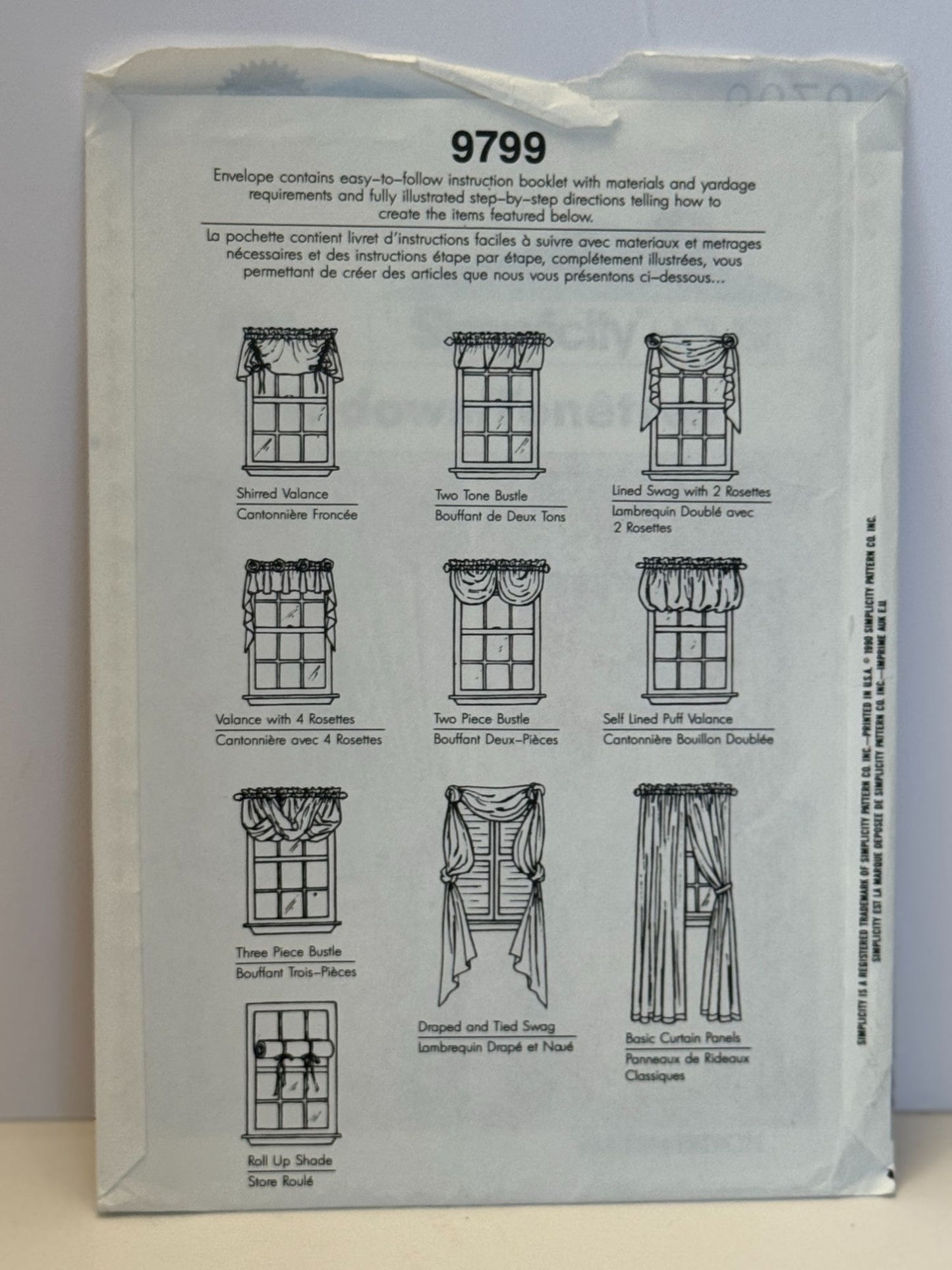 Simplicity Sewing Pattern 9799 Easy House Curtains Window Treatment Swag Valance