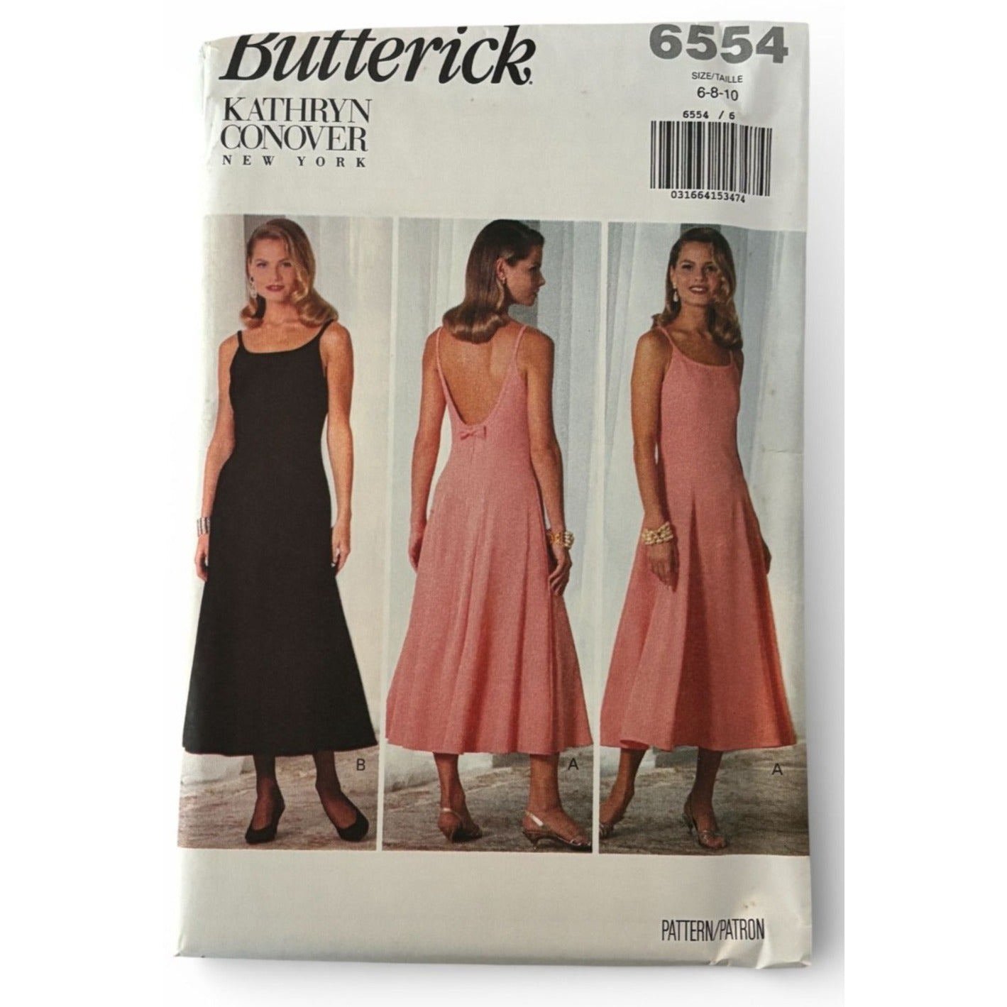 Butterick Sewing Pattern 6554 Dress Evening Formal 90s Minimalist Easy UC 6 8 10