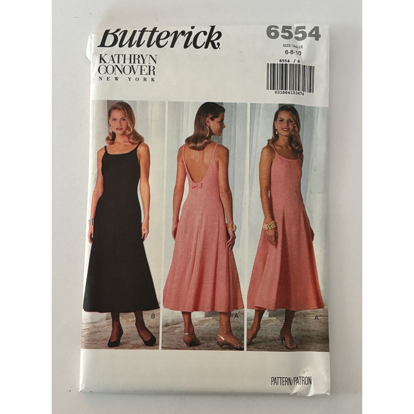 Butterick Sewing Pattern 6554 Dress Evening Formal 90s Minimalist Easy UC 6 8 10