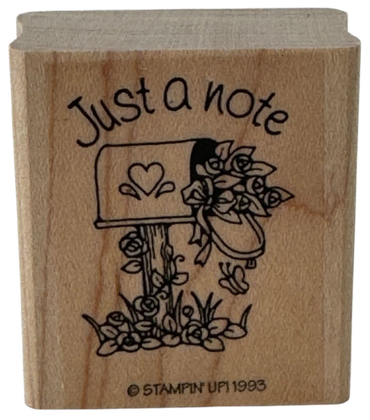 Stampin Up Rubber Stamp Just A Note Mailbox Snail Mail Letter Writing Cardmaking