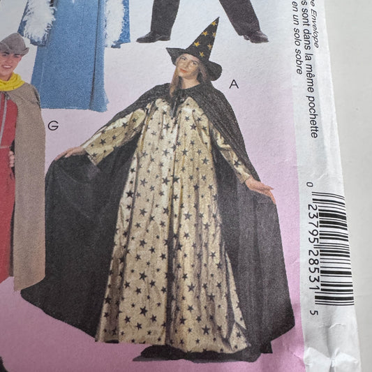 McCalls Sewing Pattern 2853 Halloween Costumes Magician Witch Robin Hood S-XL Uncut Grim Reaper