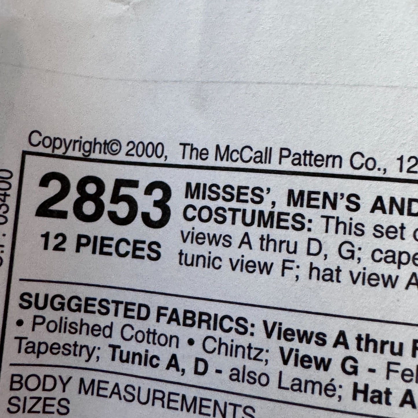 McCalls Sewing Pattern 2853 Halloween Costumes Magician Witch Robin Hood S-XL Uncut Grim Reaper