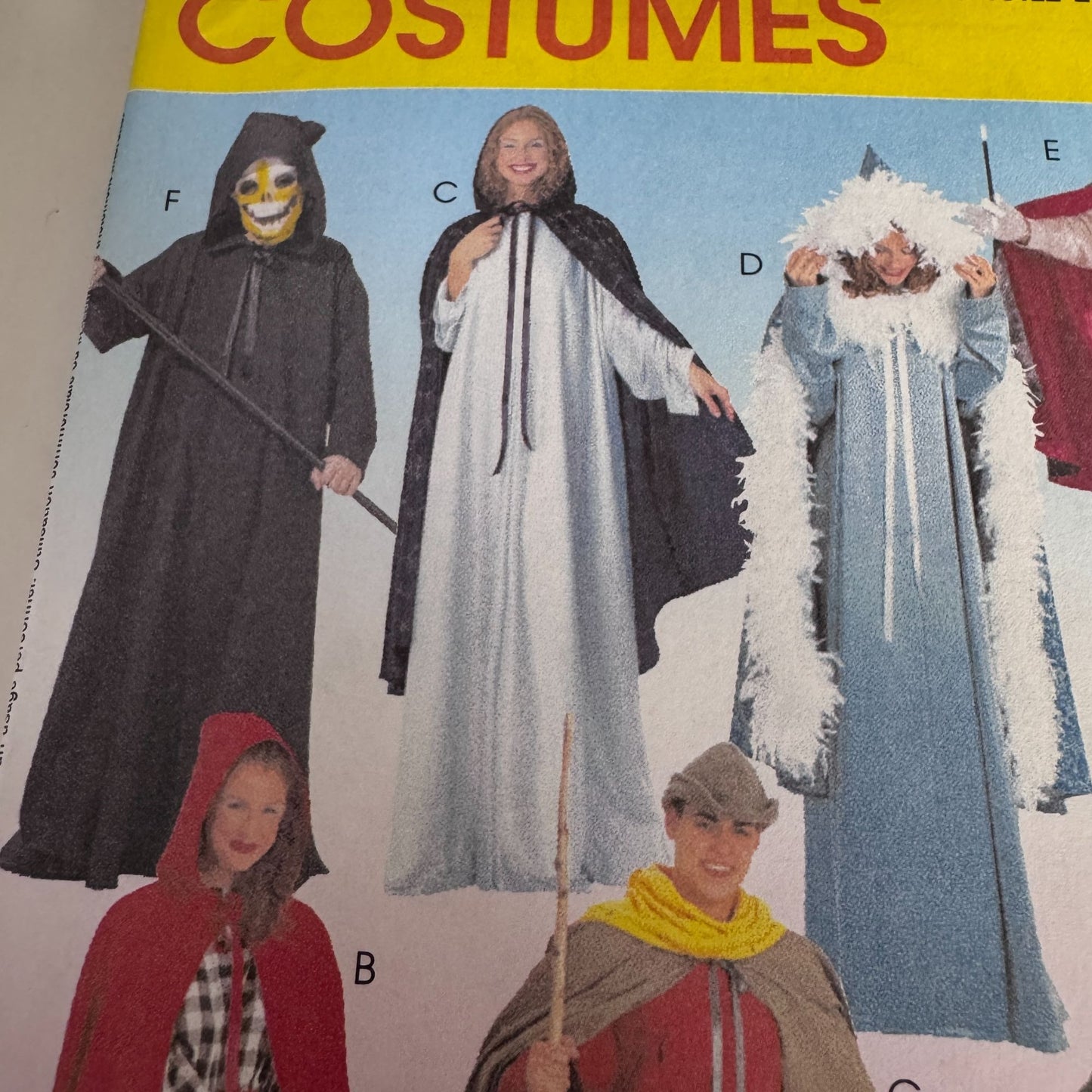 McCalls Sewing Pattern 2853 Halloween Costumes Magician Witch Robin Hood S-XL Uncut Grim Reaper