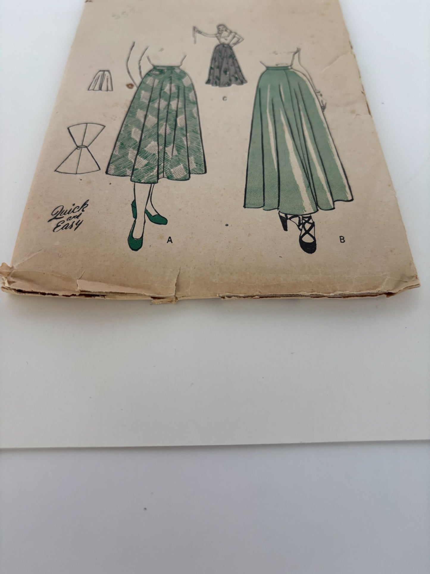 Butterick Sewing Pattern 4432 Vintage Four Gore Skirt 1940s 32 Inch Waist Easy