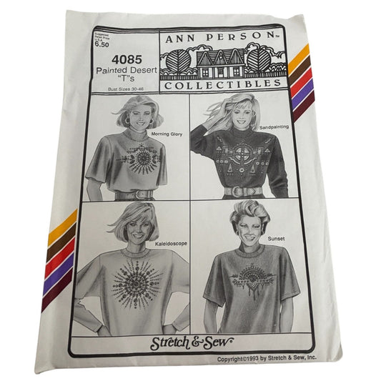 Stretch and Sew Sewing Pattern 4085 Painted Desert Ts T-Shirts Ann Person Uncut