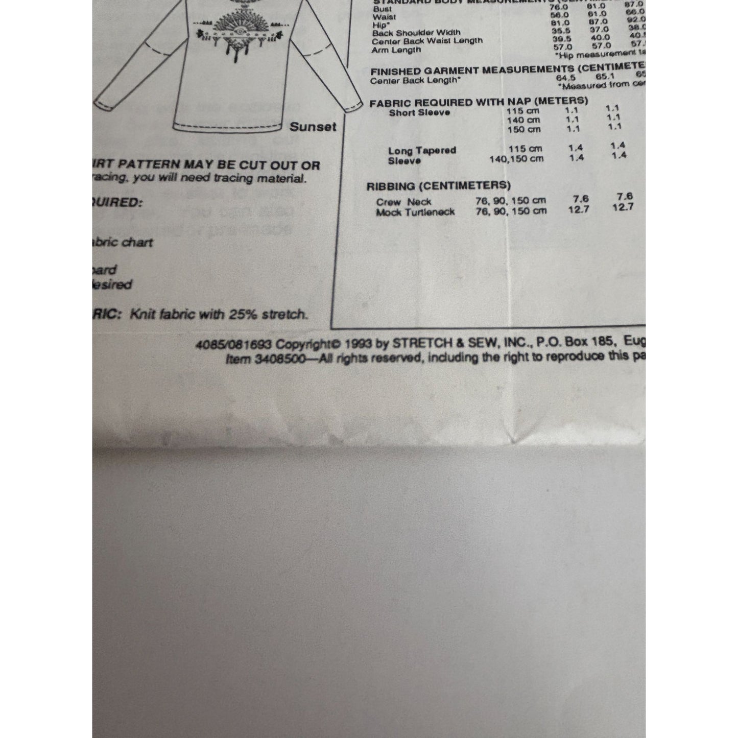 Stretch and Sew Sewing Pattern 4085 Painted Desert Ts T-Shirts Ann Person Uncut