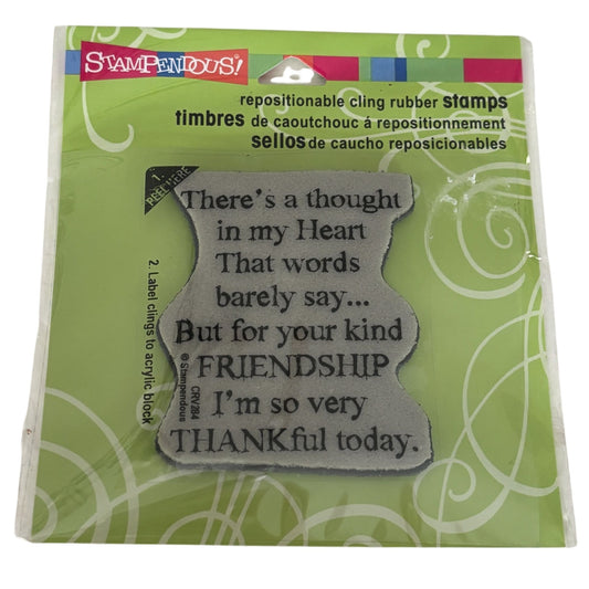 Stampendous Cling Stamp Kind Friendship Thankful Quote Sentiment Card Making Words Friend Thank You