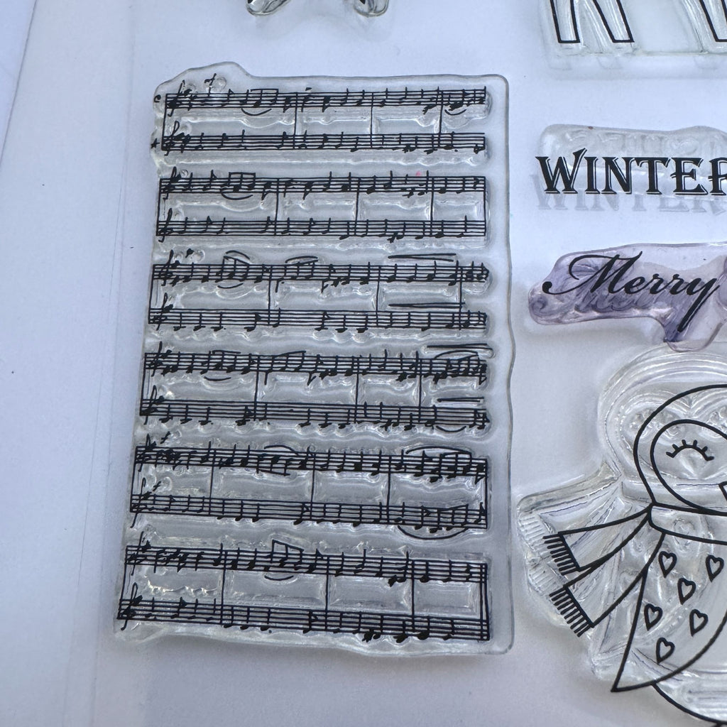 Gina K Clear Stamps and Die Set Christmas Wishes Wreath Deer Fox Snowflake Music