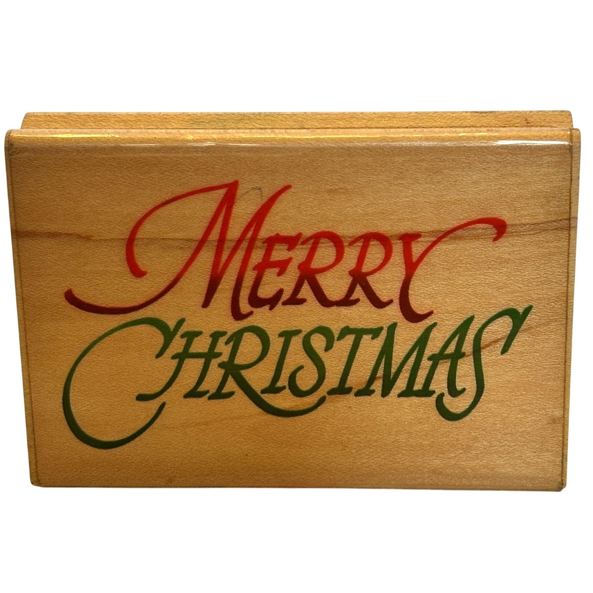 Stampendous Rubber Stamp Merry Christmas Cardmaking Words Sentiment Wood Mounted